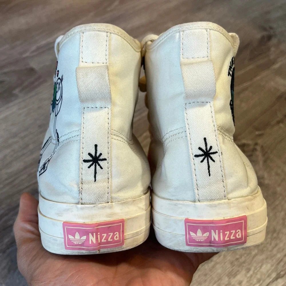 Adidas x Andre Saraiva Nizza Hi RF Mens 10 White Pink Black GZ2204 Sneakers